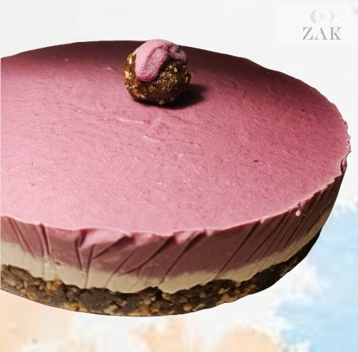 Cheescake de frambuesa vegana cruda Descubre nuestra obra maestra: la tarta Cheesecake vegana de frambuesa sin cocinar de ZAK Mallorca, una experiencia celestial para tus sentidos. Cheescake de frambuesa vegana raw